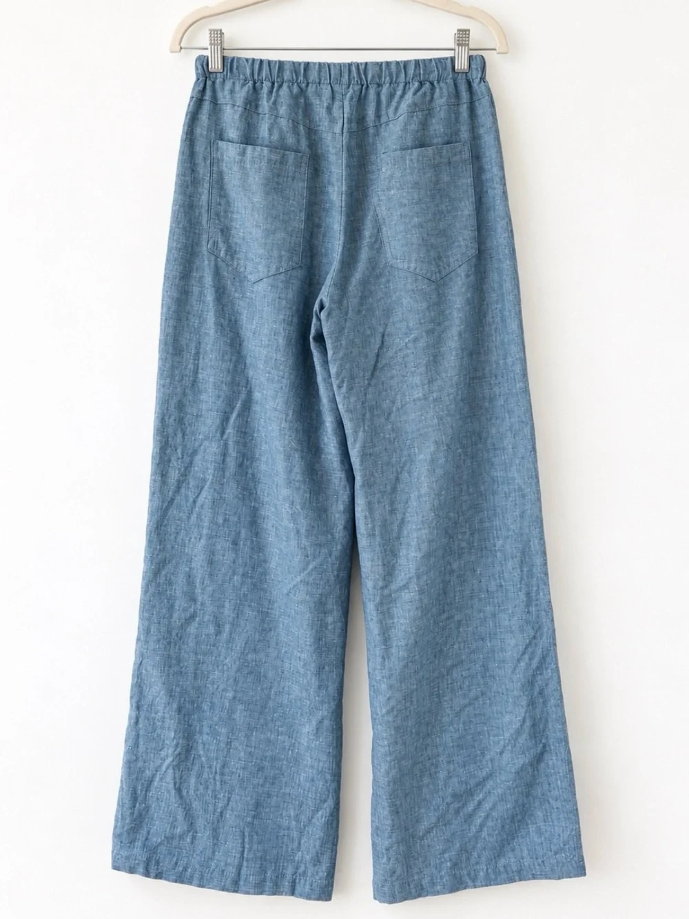 Banana Republic Studio Wide Leg Linen Drawstring Pants Blue XXS Petite